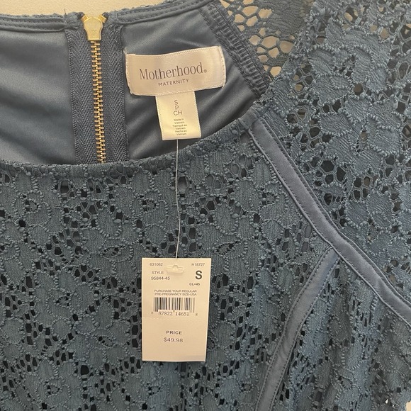 Motherhood Maternity Blue Lace Short Sleeve Tie Front Dress Blue Size S Party - Picture 4 of 9